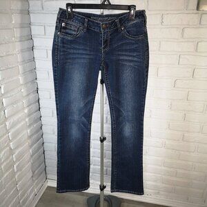 Bootlegger Ladies Size 27/31 Dark Wash Straight Leg Paradise Blue Jeans
